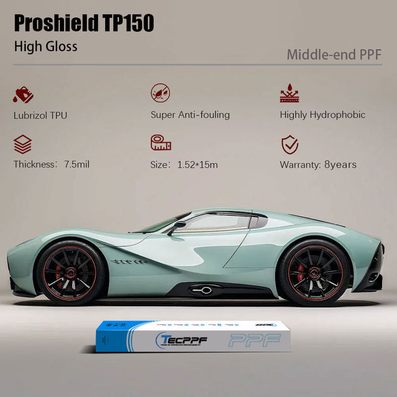 Protección de pintura para automóviles nuevos de alto brillo 7.5 mil PPF Protección de pintura para automóviles capa hidrofóbica polimérica