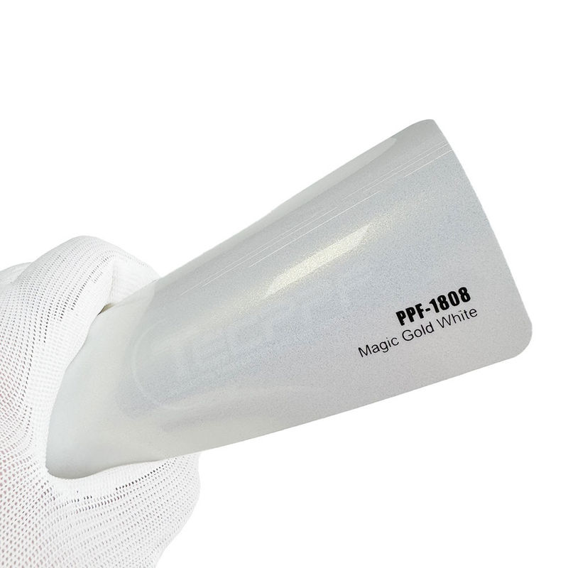 8 milímetros Cambio de color Película de protección de pintura Oro mágico Color blanco 1.52x16m / 60inchx53ft Curación por calor 60inchx53ft