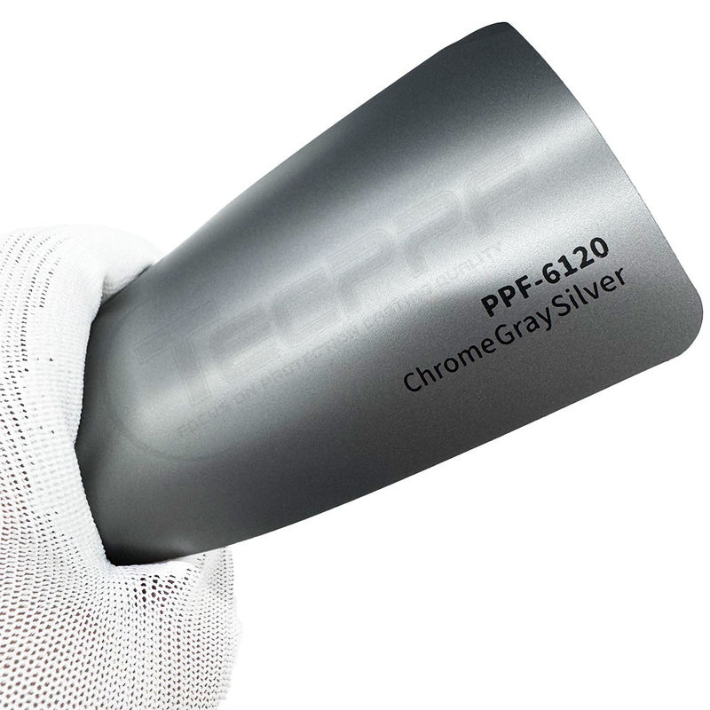 PPF-6120 Película de protección de pintura de color gris plateado cromo 8 Mil resistente a los arañazos