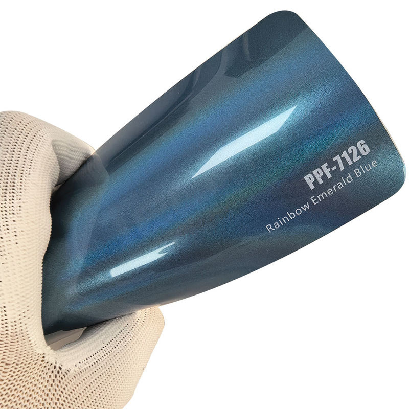 PPF-7126 Película de protección de pintura de color azul esmeralda arco iris para rasguños en automóviles