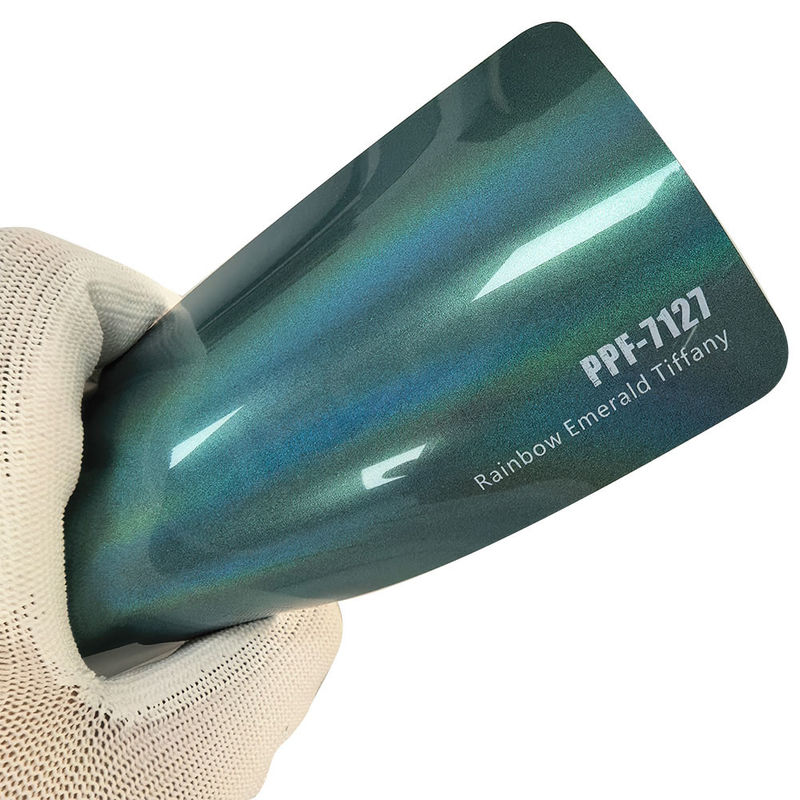 PPF-7127 Película de protección de pintura de color azul esmeralda arco iris para rasguños en automóviles