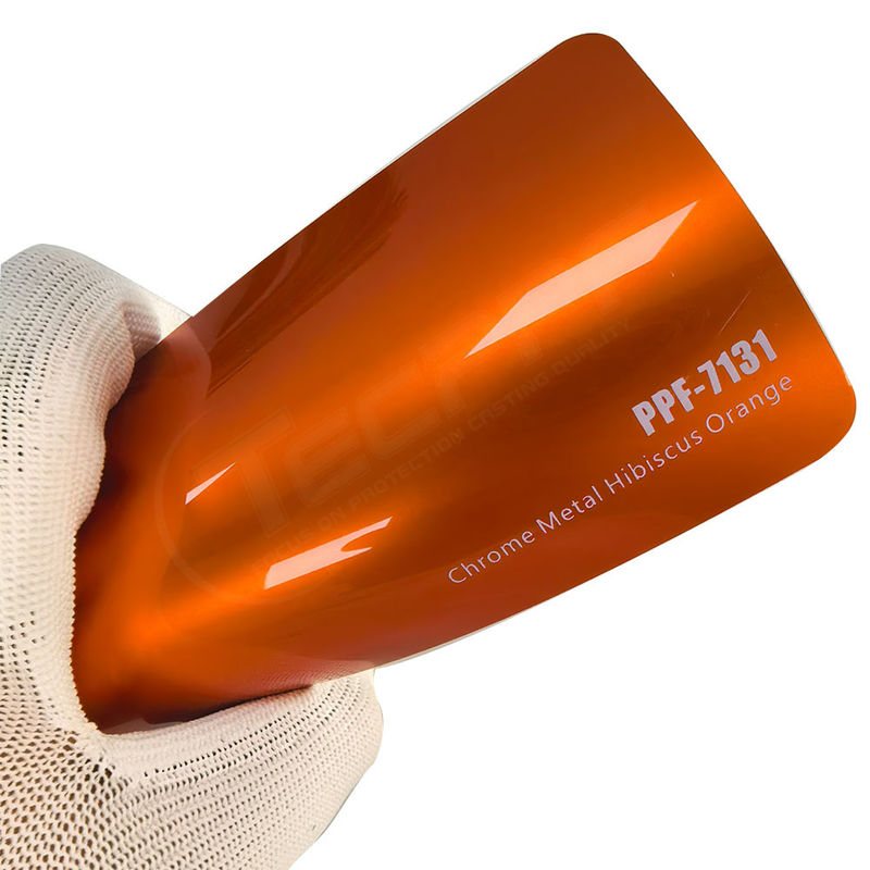 PPF-7131 Película de protección de pintura de color naranja para el hibisco de cromo metálico para arañazos en automóviles