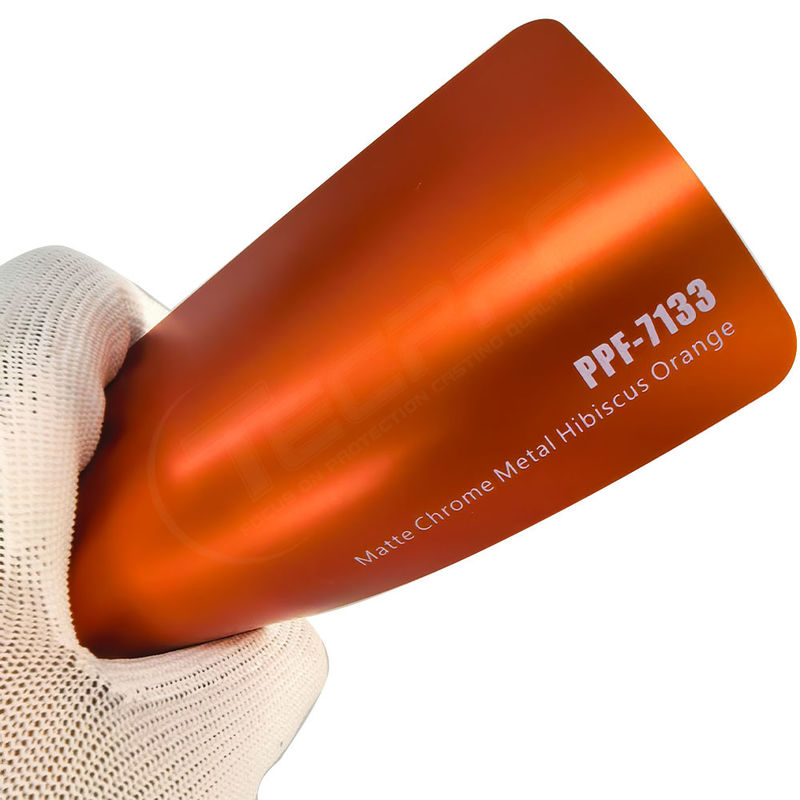PPF-7133 Matte Chrome Metal Hibiscus Película de protección de pintura de color naranja para rasguños en automóviles